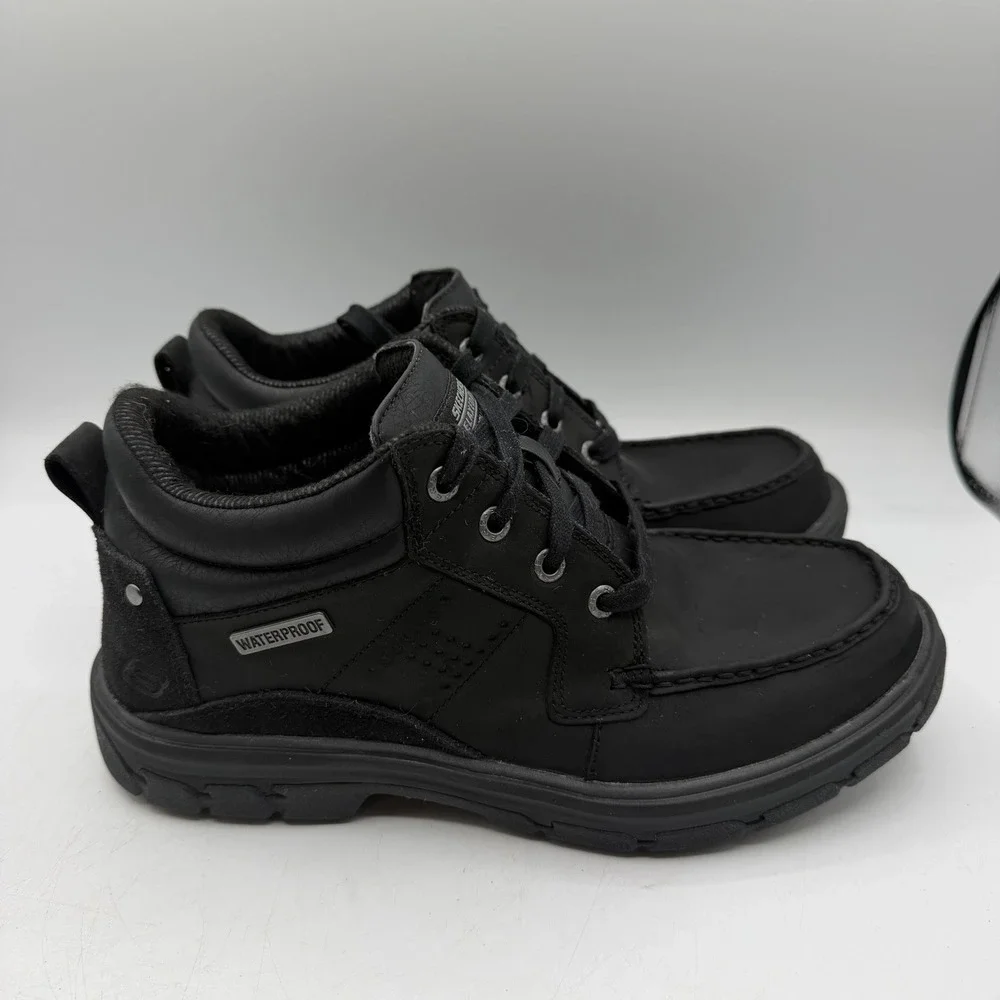 Skechers Segment Melego‎ Chukka Boots Mens 8.5 Black Moc Toe Shoes Waterproof